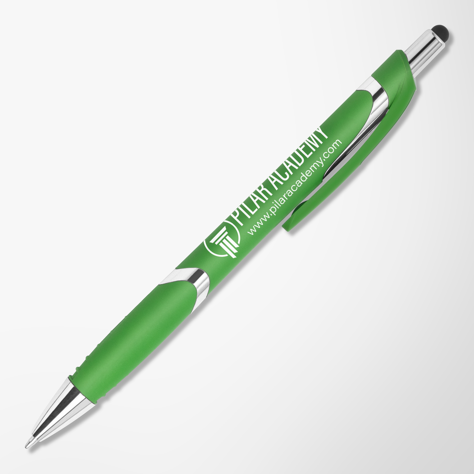 A custom printed pen on display.